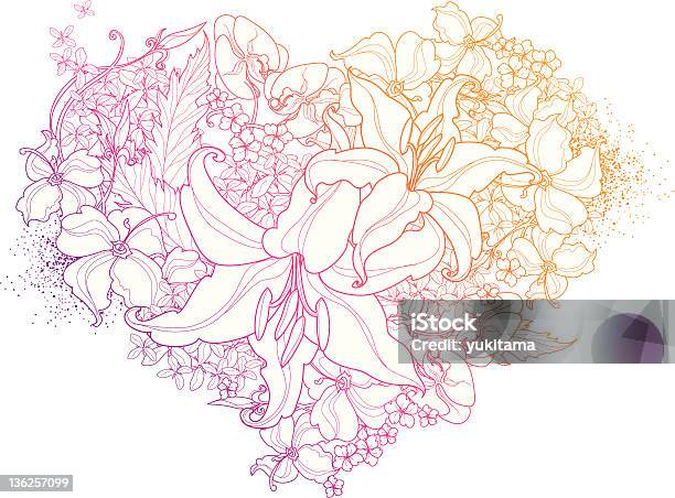 Vector Heart Of Flowers Stock Illustration - Download Image Now - Flower, Art, Art And Craft