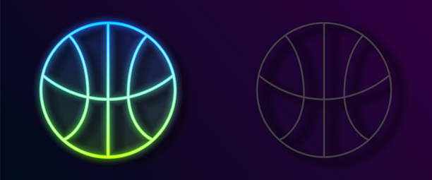 istock Glowing neon line Basketball ball icon isolated on black background. Sport symbol. Vector 1362572438