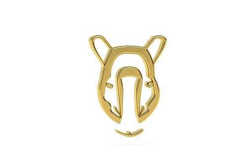 Golden 3d tapir icon isolated on white background - 3d render