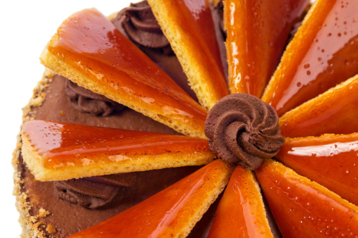 Closeup of famous Hungarian Dobos torte - cake with special frosting
