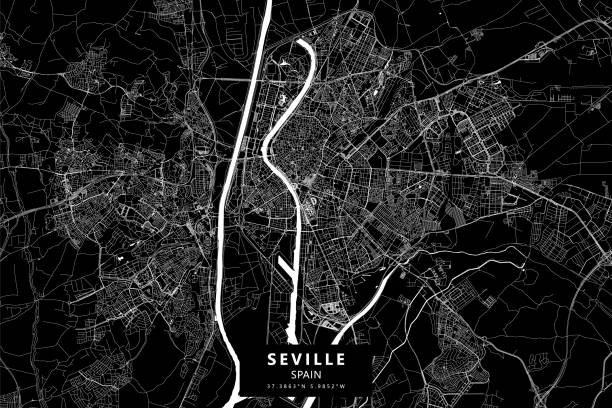 セビリア、スペイン のベクターマップ - seville sevilla andalusia torre del oro点のイラスト素材／クリップアート素材／マンガ素材／アイコン素材