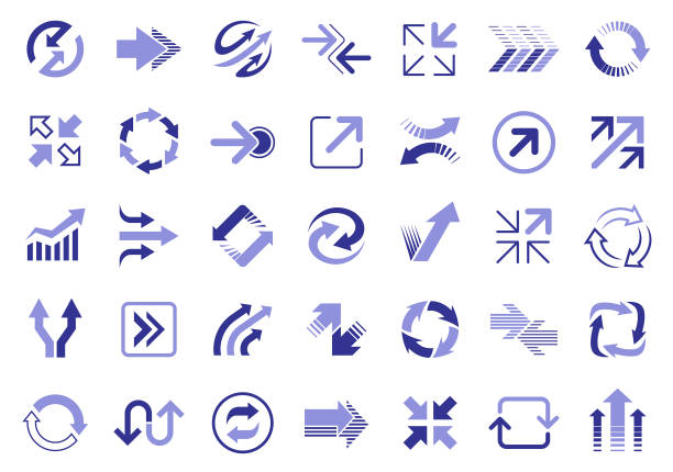strzałki - vector interface icons arrow sign two objects stock illustrations