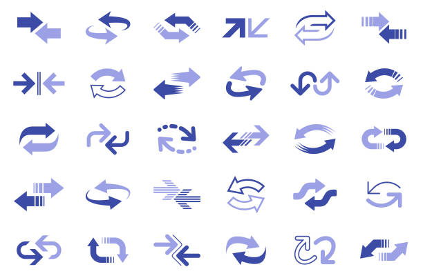 pfeile - vector interface icons arrow sign two objects stock-grafiken, -clipart, -cartoons und -symbole