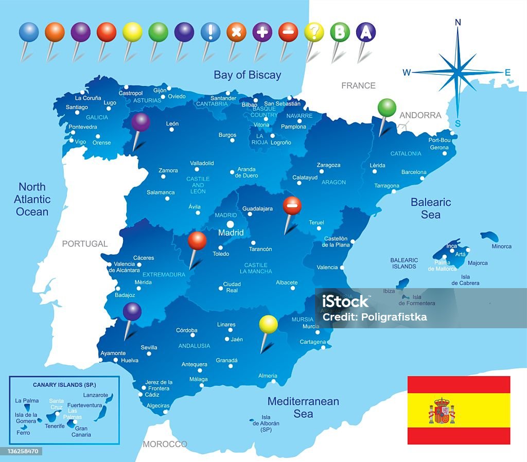 Mapa Hiszpanii - Grafika wektorowa royalty-free (Aragonia)