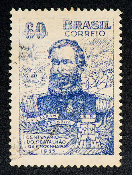 istock brazilian postage stamp, on black background 136259033