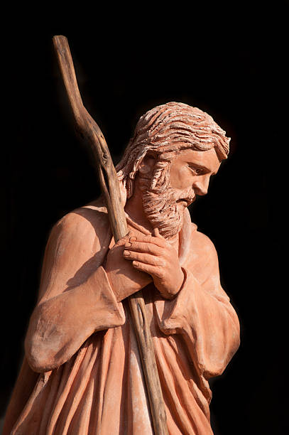 Saint Joseph statue in Nativity scene at florence piazza Duomo