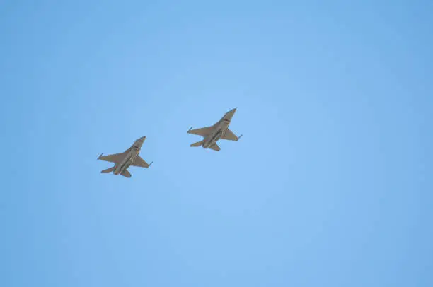 2 - F-16 aircraft flying in formation