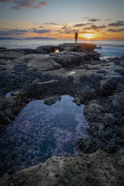 Mussel Mountain Sunset stock photo