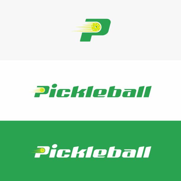 Pickleball sports icon design in modern minimalist style Pickleball sports icon design in modern minimalist style pickleball stock illustrations