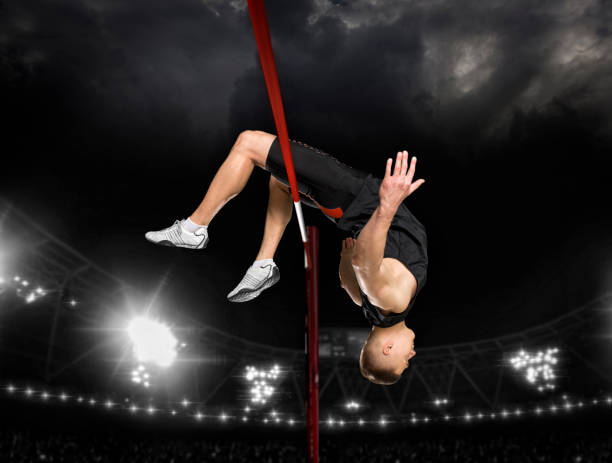 istock Man in action of high jump 1362592547