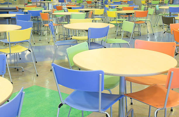 Colorful Cafeteria of the children's hospital stock photo