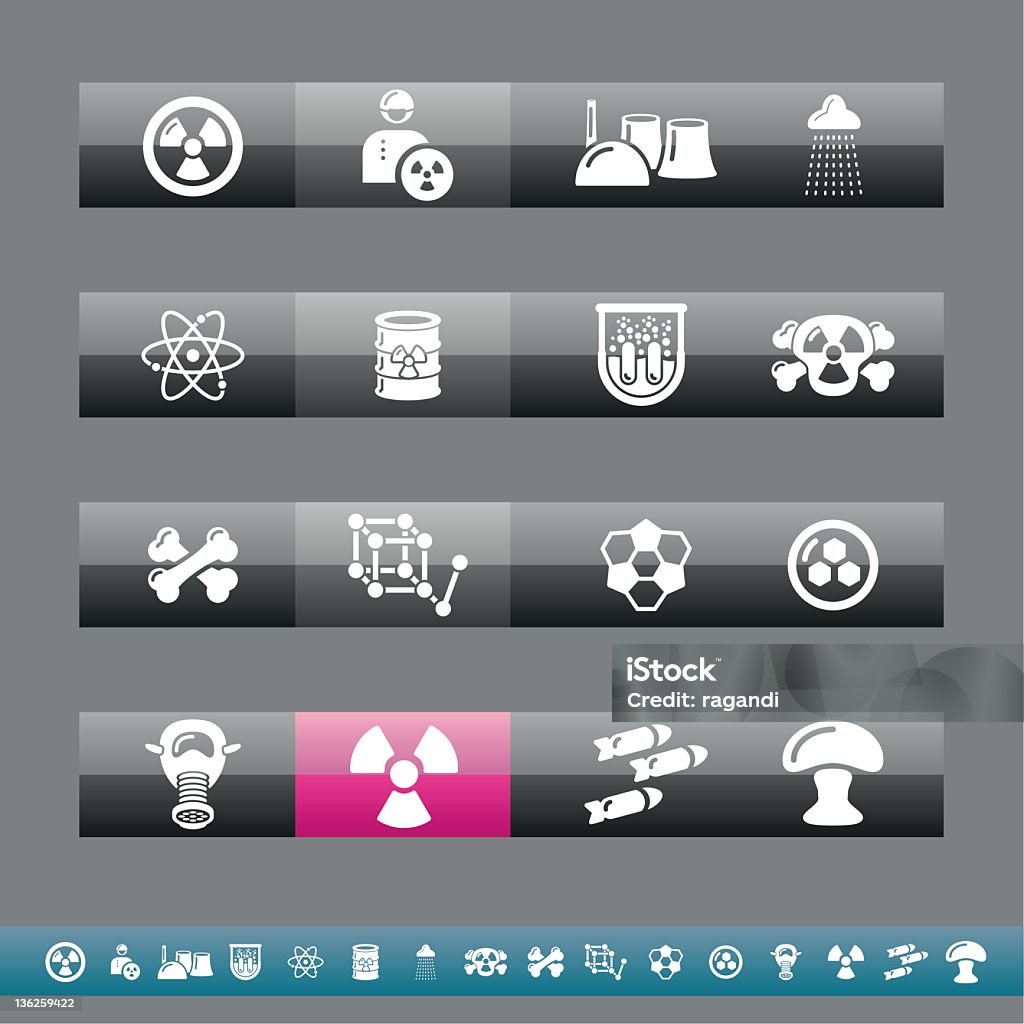 Nuclear Icons | Grey And Pink A set of 16 white icons on grey shaded or pink background for your designs and presentations. Air Pollution stock vector