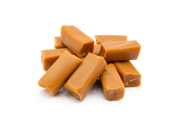 toffee candies on a white background