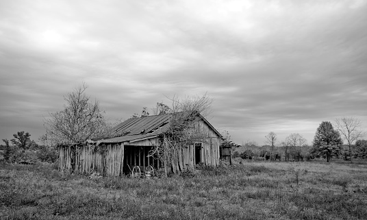 Abandoned barn/shack in Mo. Filmed in B+W on a stormy day.