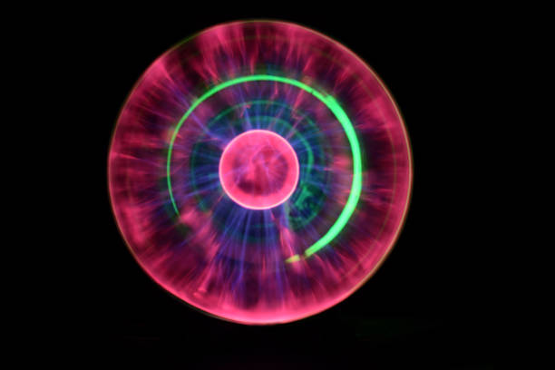 istock Plasma ball with iridescent different colors on a black background 1362598072