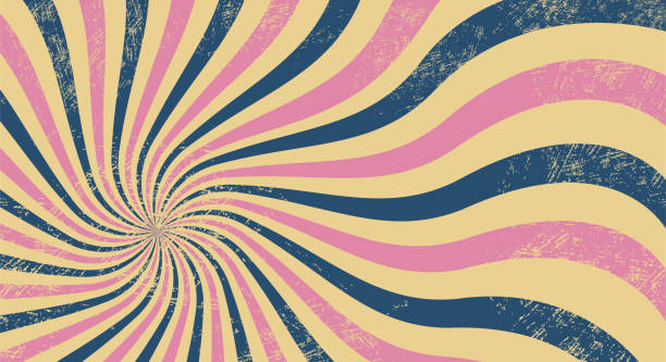 istock grunge background with wavy rays in trendy colors with texture. Retro groovy illustration 1362600301