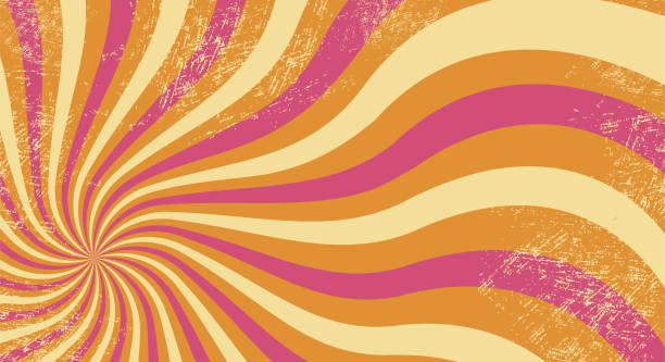 istock grunge background with wavy rays in trendy colors with texture. Retro groovy illustration 1362600302