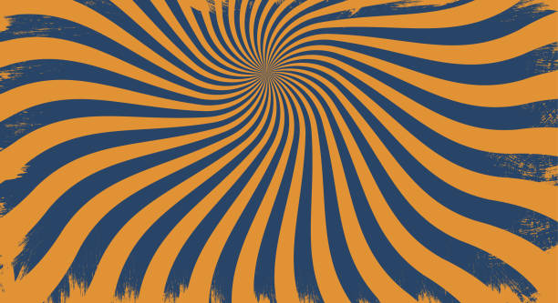 istock grunge background with wavy rays in trendy colors with texture. Retro groovy illustration 1362600304