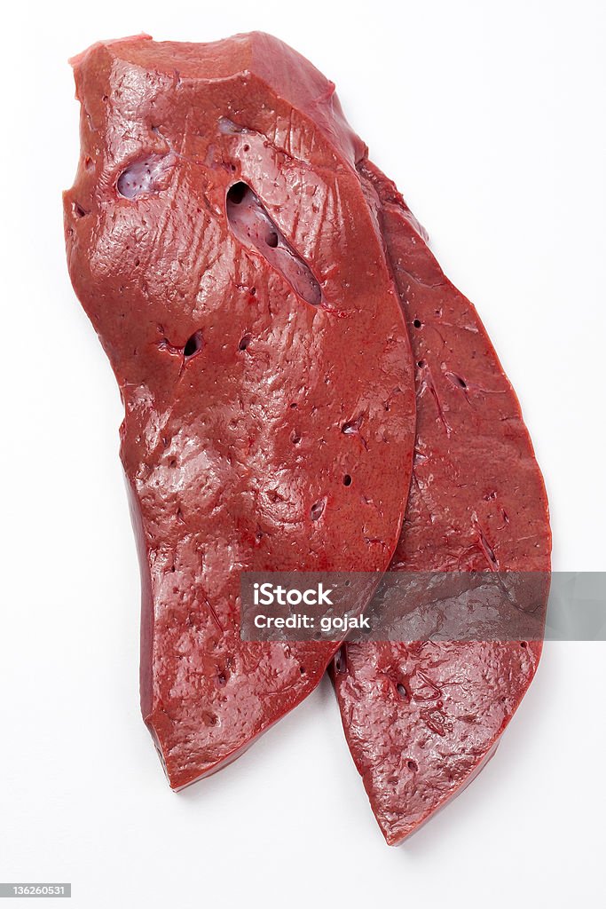 Veal liver slices Fresh raw veal liver slices Liver - Offal Stock Photo
