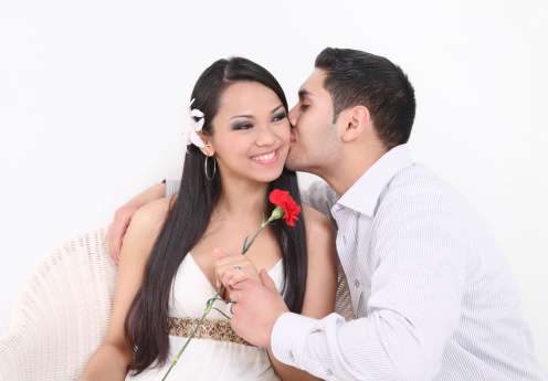 Lovely just married latin couple