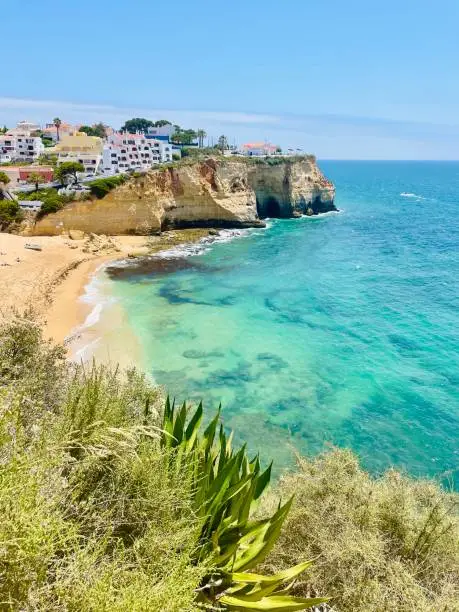 Photo of View of Carvoeiro fishing village with beautiful beach, Algarve region, Portugal Portugal.