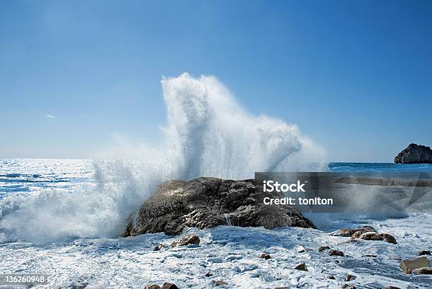 Sea Storm Rock Stock Photo - Download Image Now - Rock - Object, Sea, Wave - Water