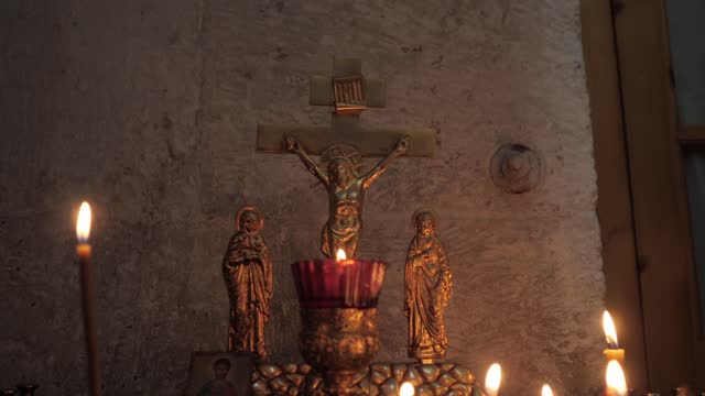 Christian cross in the Church of the Intercession on the Nerl.