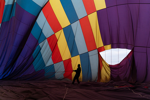 Hot Air Balloons Flying in Albuquerque, New Mexico.