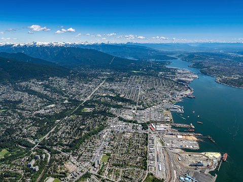 Stock Aerial Photo of North Vancouver and Burrard Inlet BC  , Canada