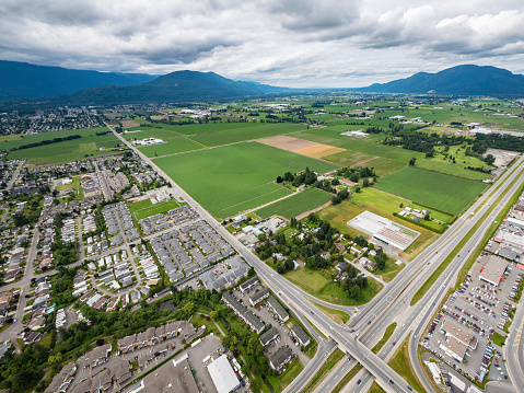 Stock Aerial Photo of Trans Highway and Evans Road Chilliwack BC  , Canada