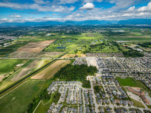 Stock Aerial Photo of Agricultural Farmland Cloverdale Surrey BC  , Canada Stock Aerial Photo of Agricultural Farmland Cloverdale Surrey BC  , Canada surrey british columbia stock pictures, royalty-free photos & images