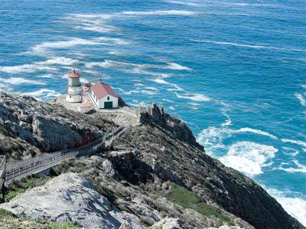 istock Stairs leading down to a lighthouse on the coast 1362614012