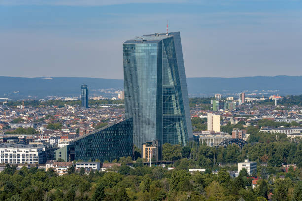 View of the headquarter of the European Central Bank in Frankfurt, Germany stock photo