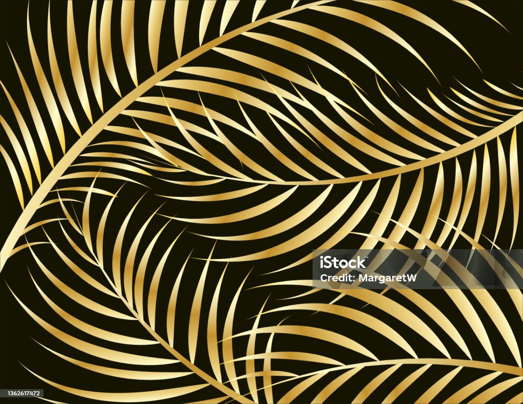 Beautiful Golden Summer Tropical Vector Background Stock Illustration