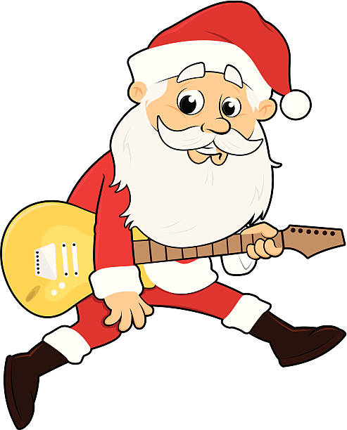 Rock Santa Claus vector art illustration