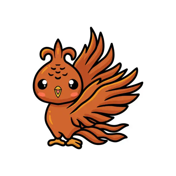 Vector illustration of Cute little phoenix cartoon posing