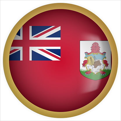 3D rounded Flag Button Icon with Gold Frame Collection