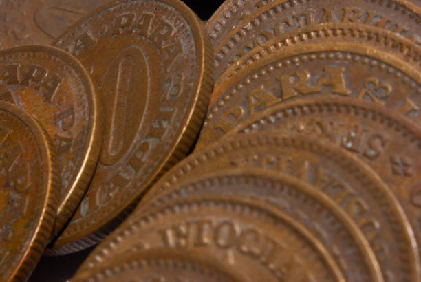 istock Close-up of old dirty coins 1362627879
