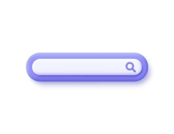 ilustraciones, imágenes clip art, dibujos animados e iconos de stock de elemento de diseño de la barra de búsqueda. concepto de navegación y búsqueda. icono vectorial 3d. estilo minimalista de dibujos animados - search button
