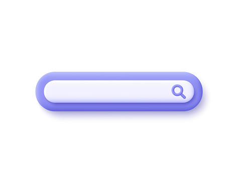 Search bar design element. Navigation and search concept. 3d vector icon. Cartoon minimal style