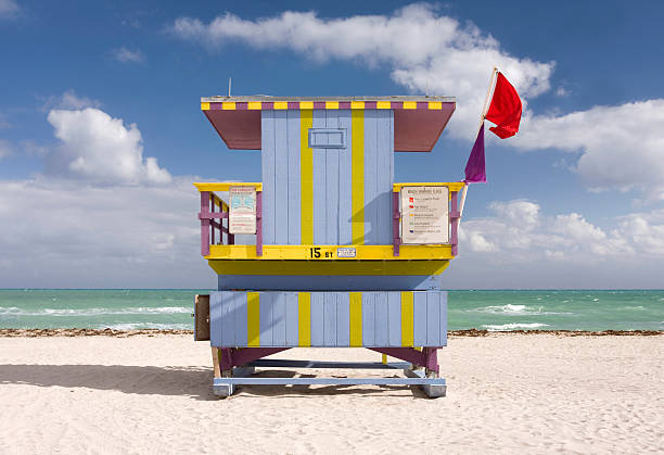 istock Summer scene with a lifeguard house in Miami Beach 136263569