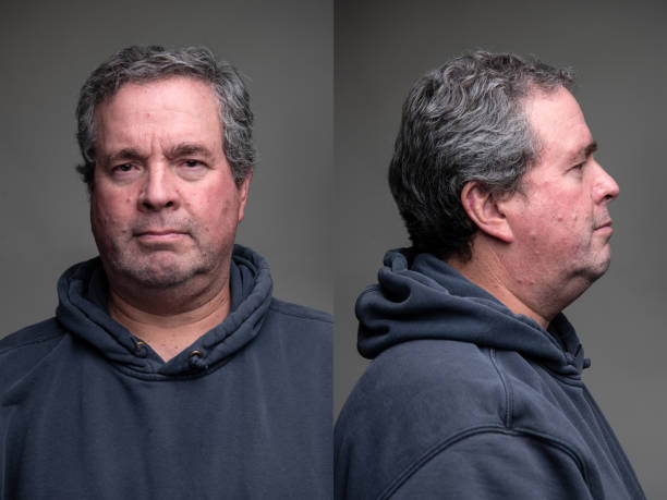 Spanish mature man front and profile mugshots