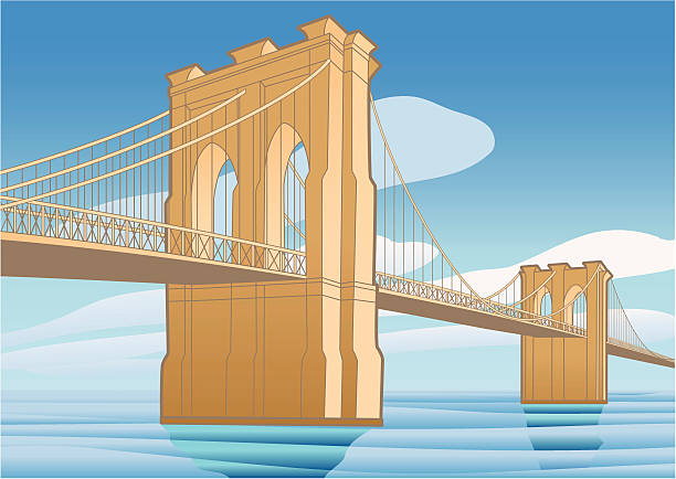 illustrations, cliparts, dessins animés et icônes de pont de brooklyn, new york city - brooklyn bridge