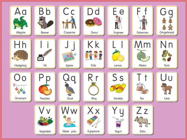 Vector Illustration Of The Alphabet Flash Card Az Uppercase Or