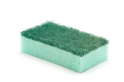 A green scouring pad isolated on white.
