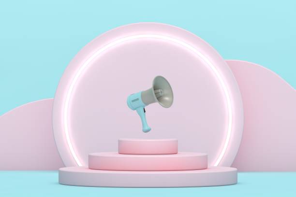 istock Pink and blue blank scene, empty product stand, empty stage for product presentation 1362646524