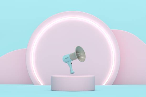 istock Pink and blue blank scene, empty product stand, empty stage for product presentation 1362646545