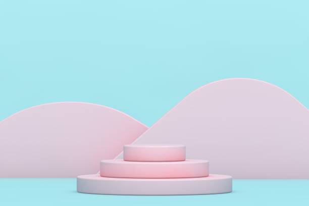 istock Pink and blue blank scene, empty product stand, empty stage for product presentation 1362646595