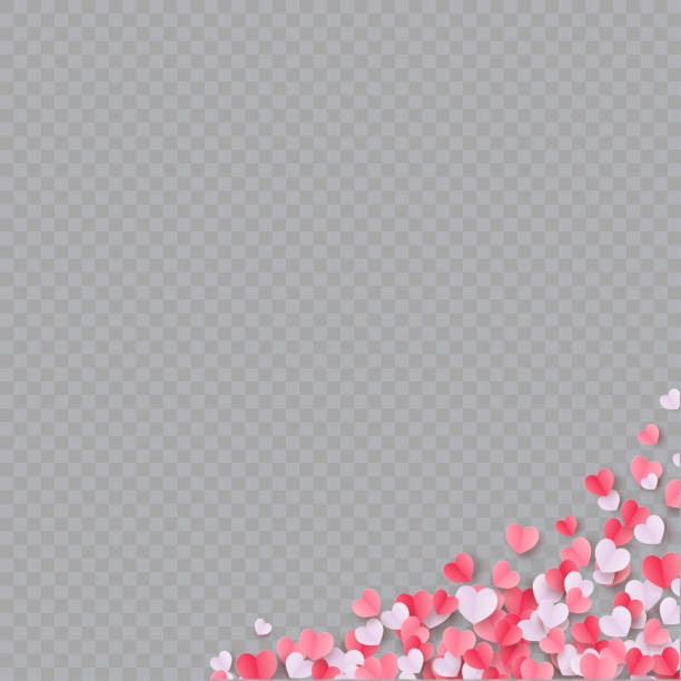 ilustrações de stock, clip art, desenhos animados e ícones de valentine's day corner frame from hearts on transparent background. vector. - heart shape confetti small red