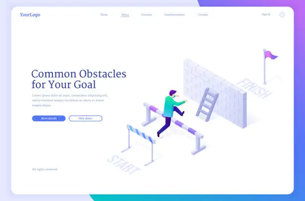 Vector illustration of Common obstacles for your goal website